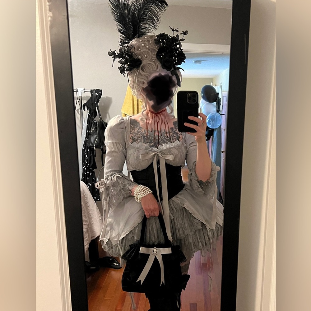 Dolls Kill “Cake Queen” Ghost Marie Antoinette Costume + Accessories – Medium